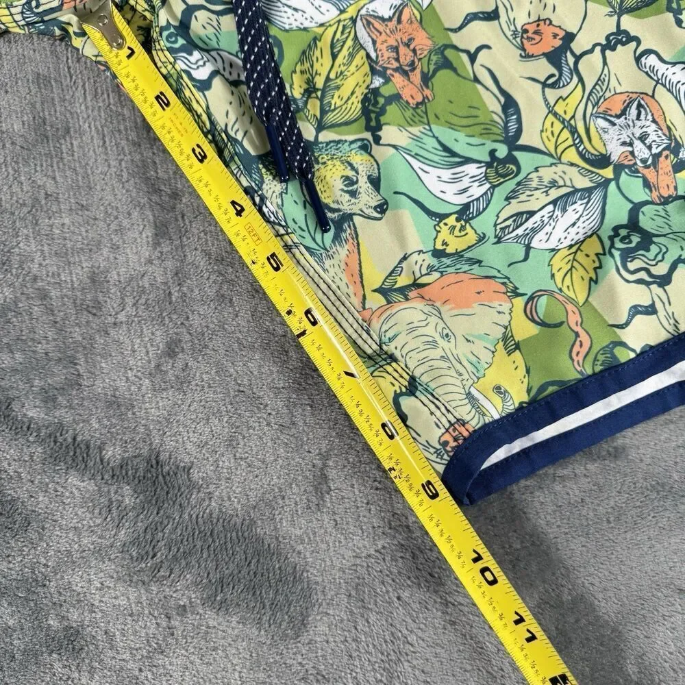 William Murray Sz 34 Golf Swim Board Action Shorts Trunk Green Animal Print
